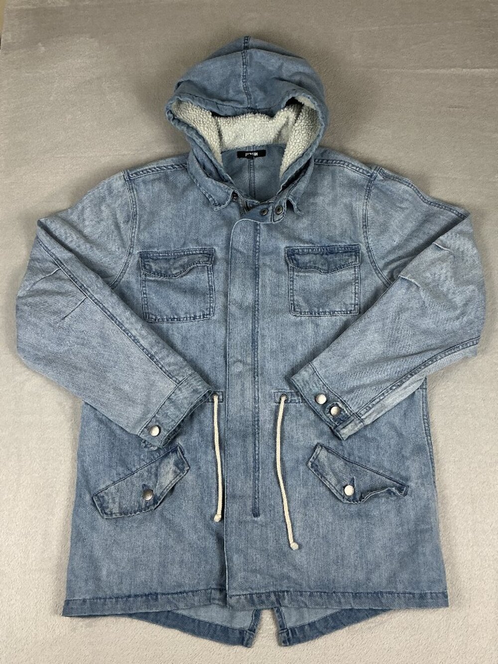 Jackson Blue Denim Jacket Light Wash Women's XL Workwear Long Sleeve Hooded.